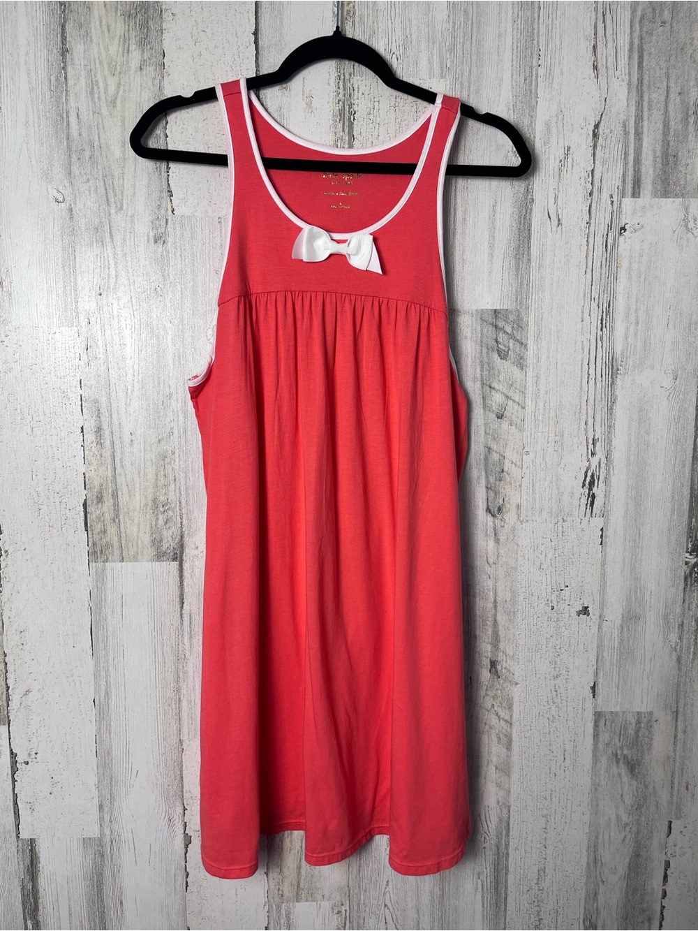 kate spade Coral Girls Dress with White Bow Accent Large Nwt